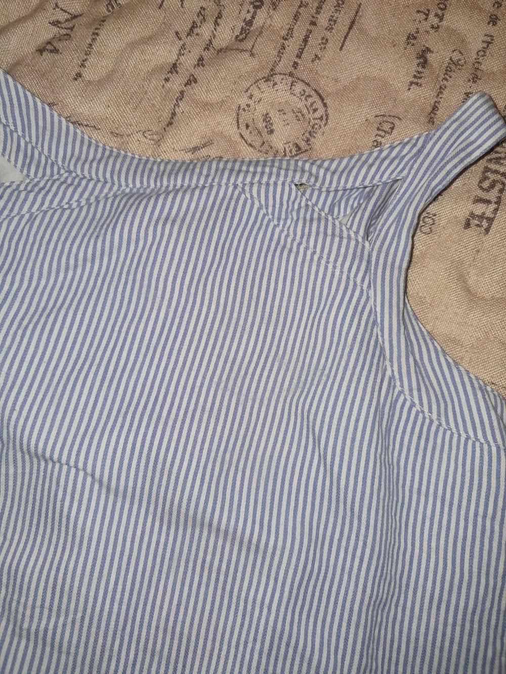 Abercrombie & Fitch Blue Striped Tank with White Scallop Hem Shorts